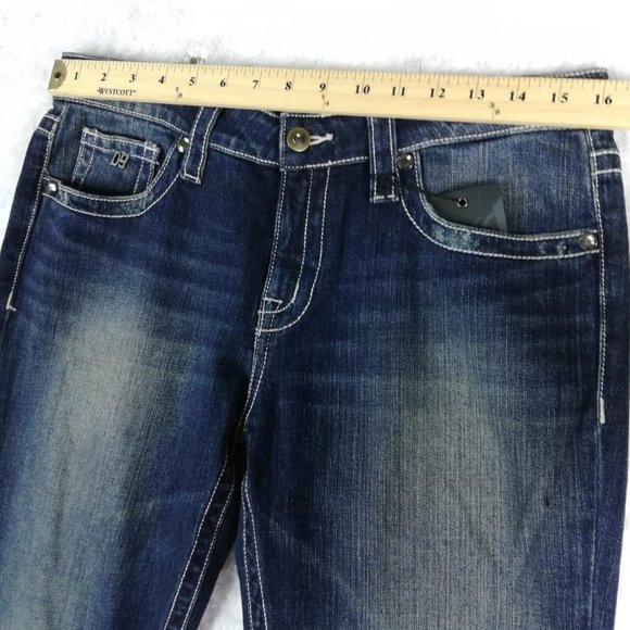 D9 District 9 Womens Jeans Turner Curvy Boot Blue Denim Jeweled Dark Wash 30 New - Picture 8 of 16
